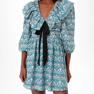 Tuckernuck Hyacinth House Ruffle Collar Birdsong Mini Dress